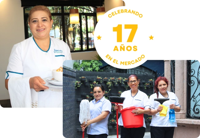 Personal domestico profesional cuidando a niño