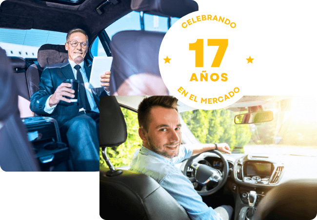 Chofer de servicio profesional volteando a ver a la camara