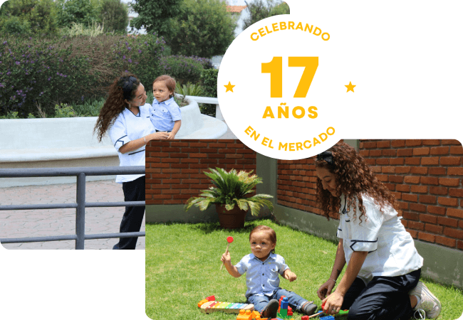 Niñera doméstica profesional cuidando a niño